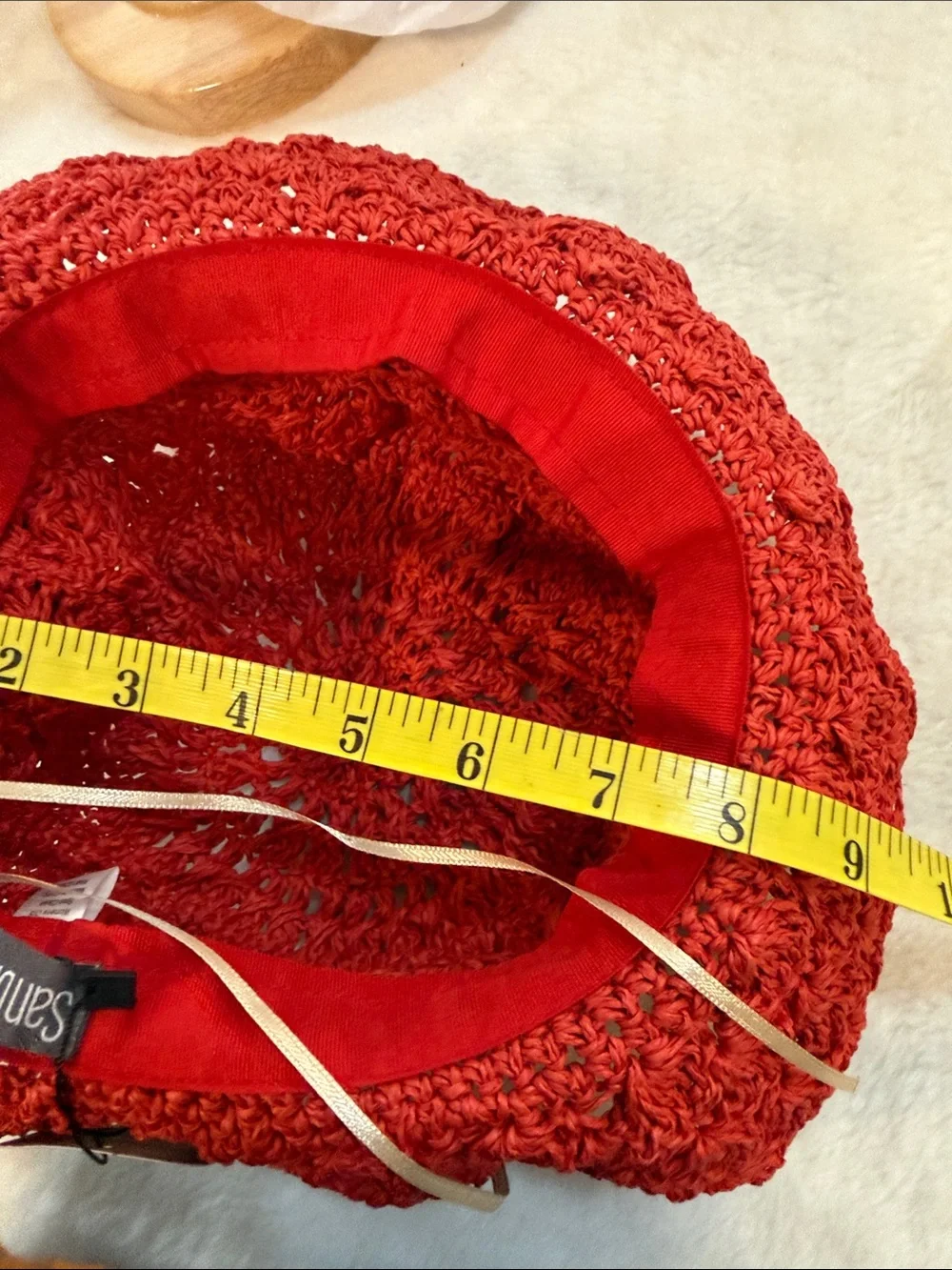 NWT San Diego Hat Company Hobo Crochet Raffia Sun Hat Red Boho Beach